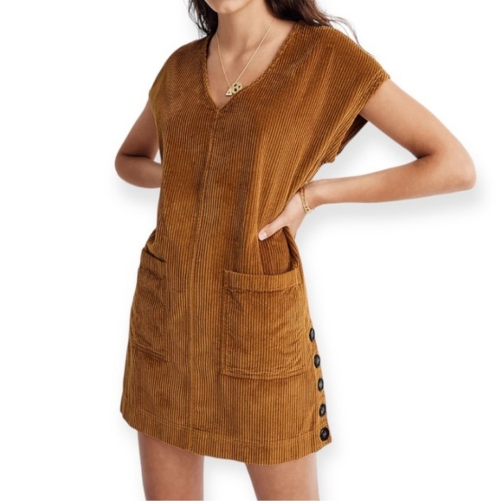 MADEWELL | Corduroy Side-Button Shift Dress XS
